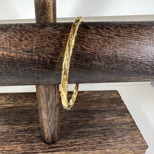 Gold-Tone Twisted Design Metal Bangle Bracelet